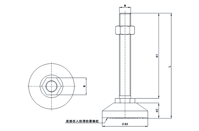 Adjustable-Foot Door Handle DT-T80