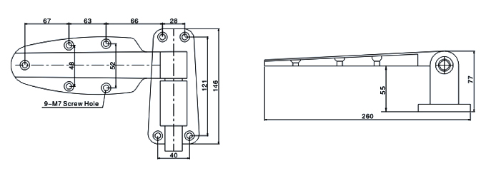 COLD STORAGE HINGE (LIFTING TYPE) Door Handle KZ-1255SSS