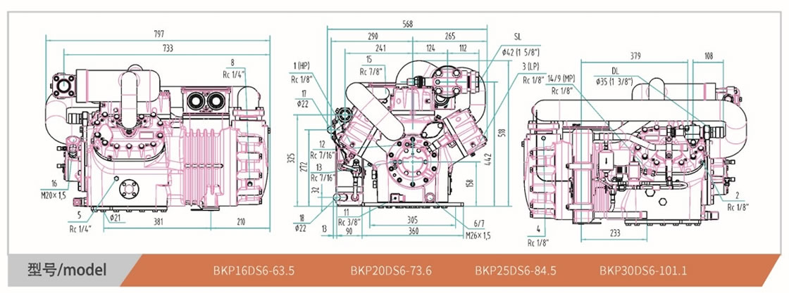 R22 Semi Hermetic Compressor CASGYW Refrigeration Compressor