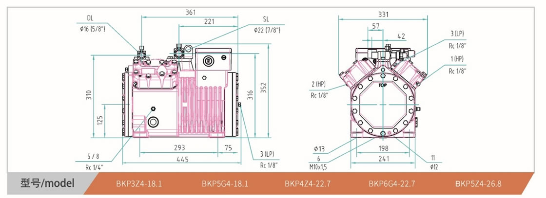 R22 Semi Hermetic Compressor CASGYW Refrigeration Compressor