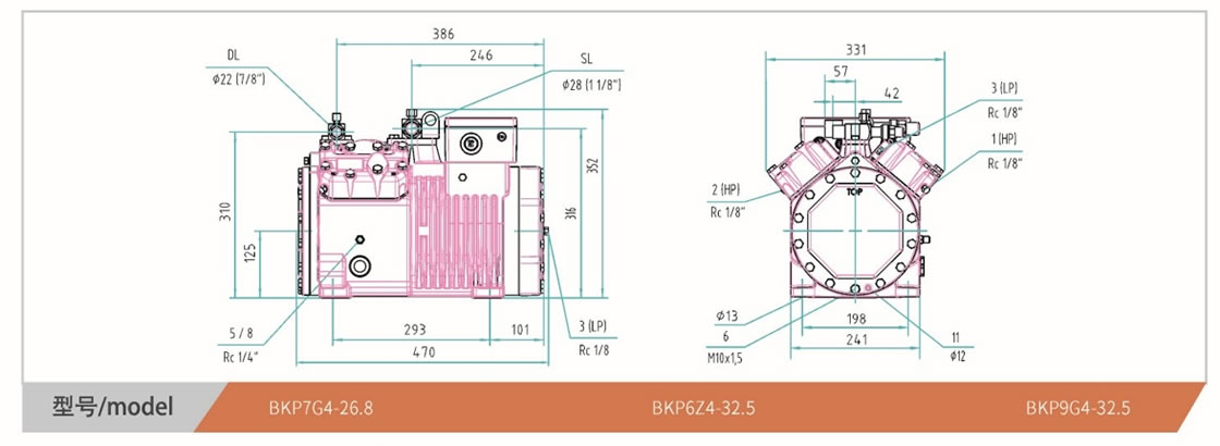 R22 Semi Hermetic Compressor CASGYW Refrigeration Compressor