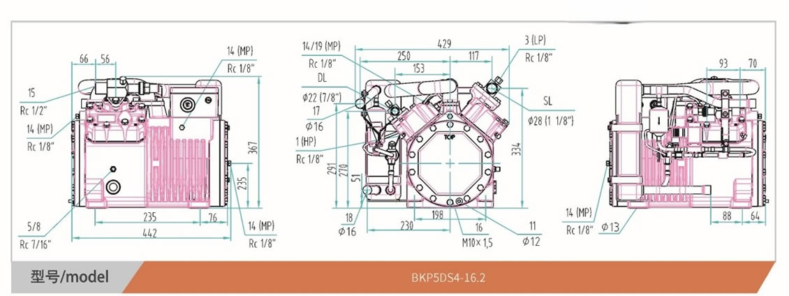 R507A Semi Hermetic Compressor CASGYW Refrigeration Compressor